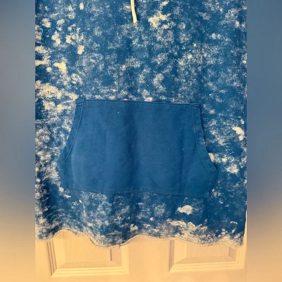 Cotton Citizen Women’s Blue & White Paint Splatter Short Sleeve Hoodie Size XS - Picture 3 of 8